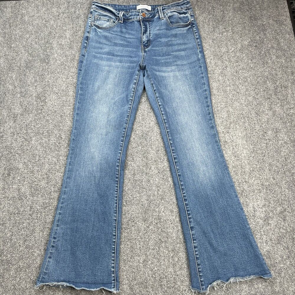 Vervet Jeans Womens Size 31 (32X32) Flare Leg Raw Hem Stretch 10 Inch Rise T5349